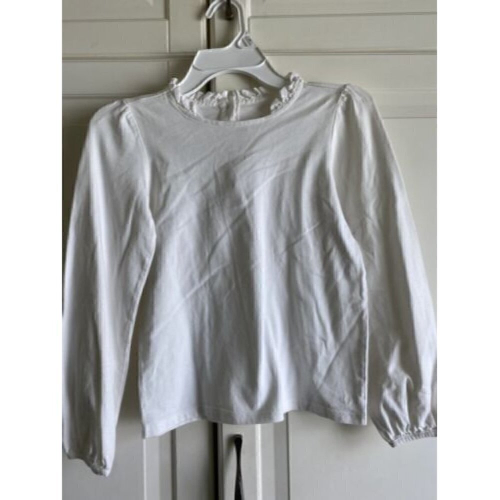 Janie And Jack Classics Ivory Cream Ruffle Blouse Top L/S Shirt Girl’s Size 8‎